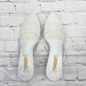 Antonio Melani X Elizabeth Damrich Vinyl Glass Holographic Mules NWT